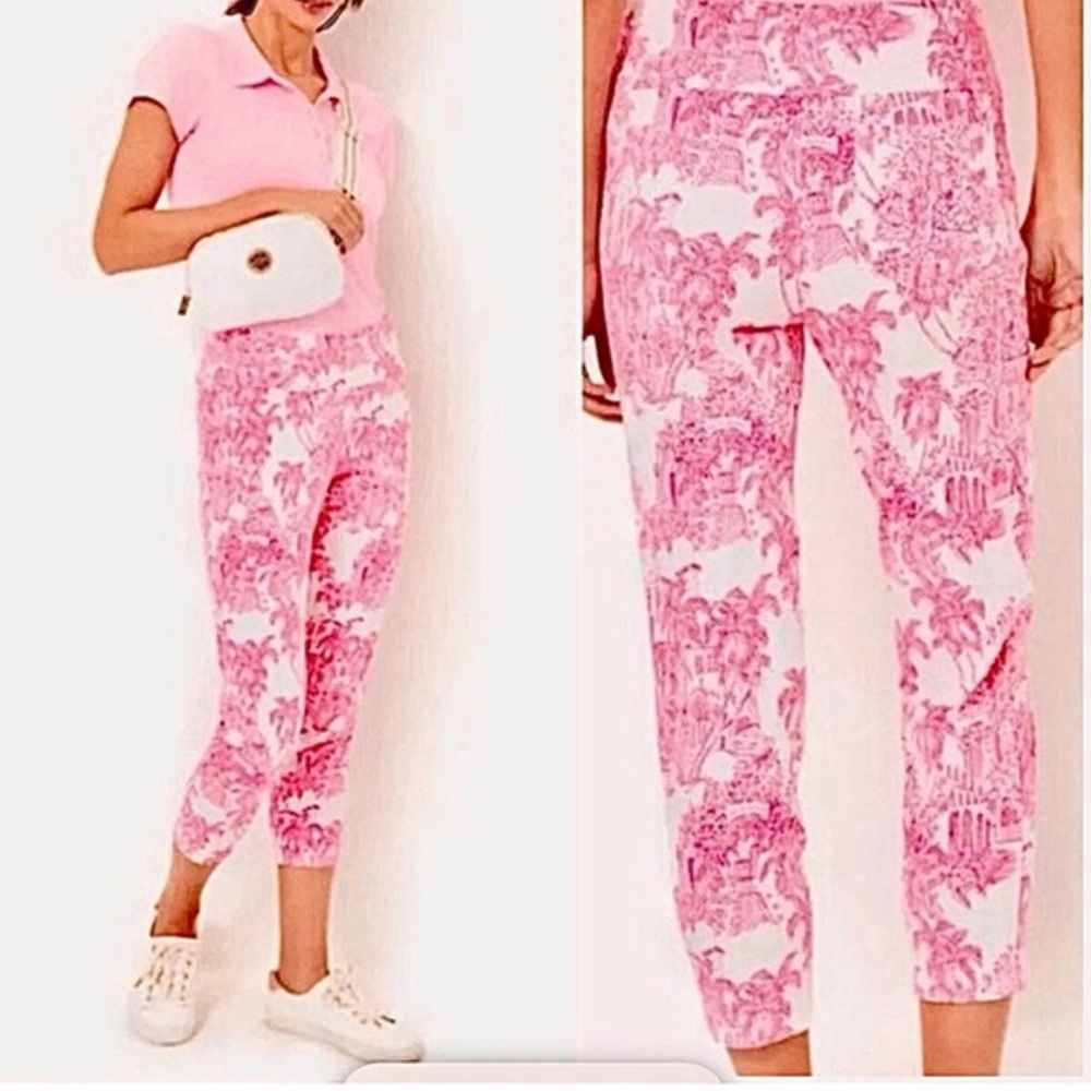 Lilly Pulitzer UPF 50+ Luxletic 25" Corso Crop Pant in the Resort White PB Ann